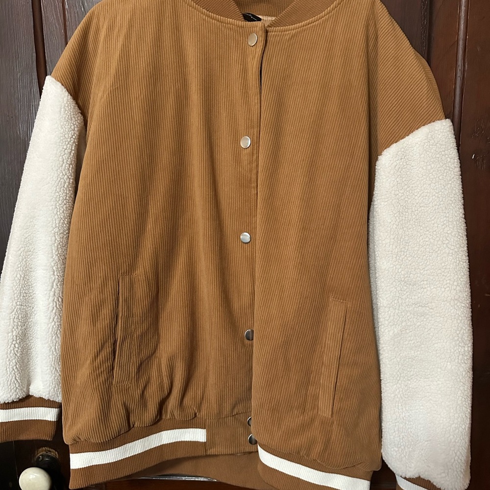 Brown and White Women's Jacket